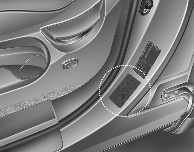Hyundai Santa Fe Tire specification and pressure label